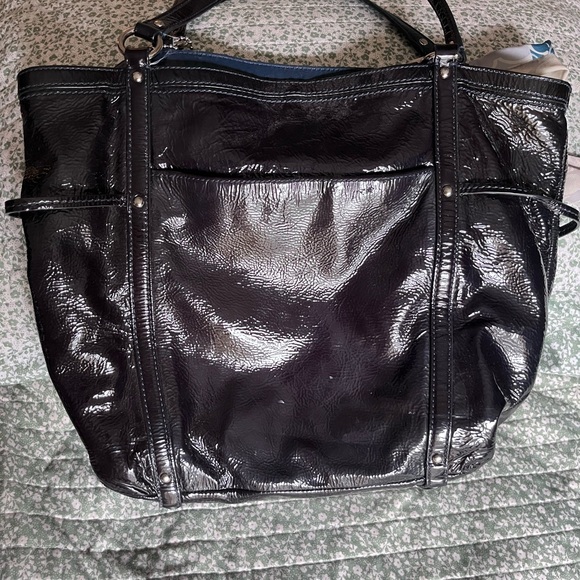 Coach Audrey navy Blue patent leather Glossy Tote Bag - Picture 2 of 5